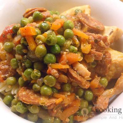 Yummy Lunch Made Of Veal And Peas